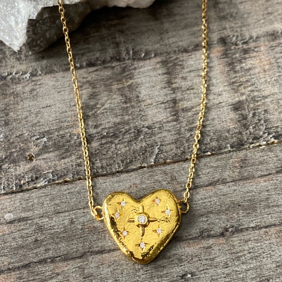 Free People Jewelry - NEW Heart With CZ Stars Layering Necklace